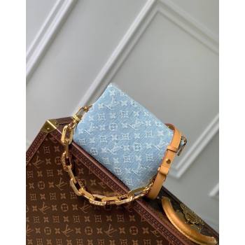 Louis Vuitton Coussin BB Bag in Washed Blue Monogram Denim 100% GOTS-certified Cotton M11401 2024 (KI-240626050)