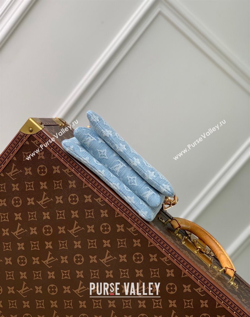 Louis Vuitton Coussin BB Bag in Washed Blue Monogram Denim 100% GOTS-certified Cotton M11401 2024 (KI-240626050)