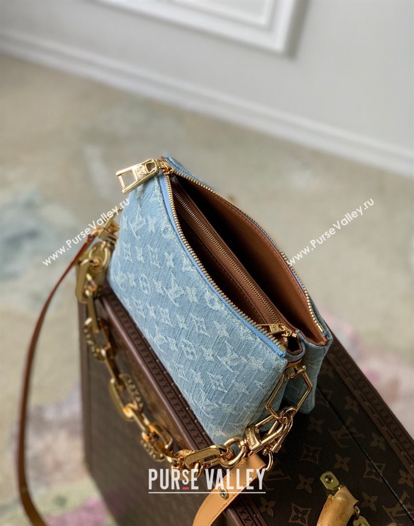 Louis Vuitton Coussin BB Bag in Washed Blue Monogram Denim 100% GOTS-certified Cotton M11401 2024 (KI-240626050)