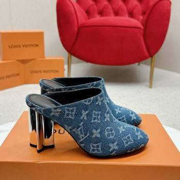 Louis Vuitton Silhouette Closed Heel Mules 8.5cm in Blue Denim 2024 (MD-240703073)