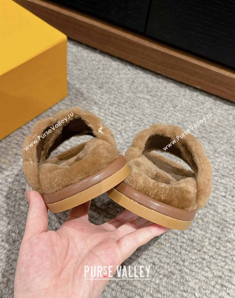 Louis Vuitton LV Bliss Comfort Flat Slides Sandals in Wool Camel Brown 2024 0703 (SS-240703082)