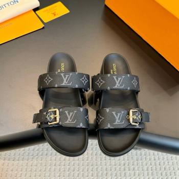 Louis Vuitton Bom Dia Flat Comfort Slides Sandals in Monogram Canvas Black 2024 0703 (MD-240703083)