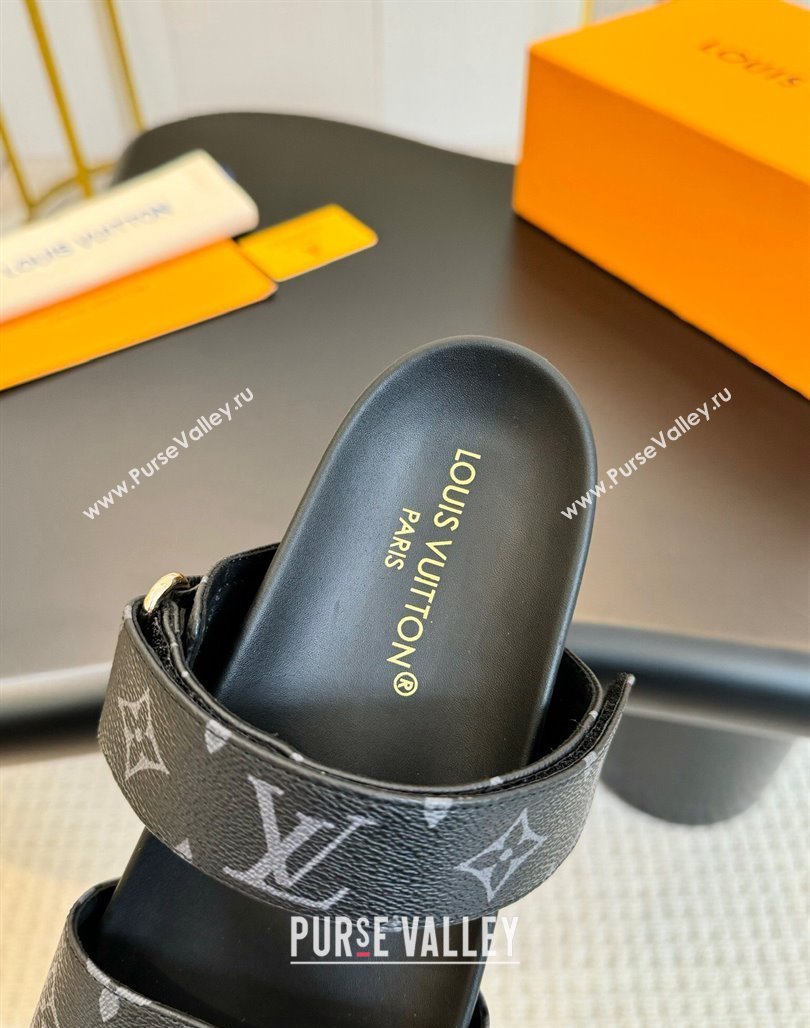 Louis Vuitton Bom Dia Flat Comfort Slides Sandals in Monogram Canvas Black 2024 0703 (MD-240703083)