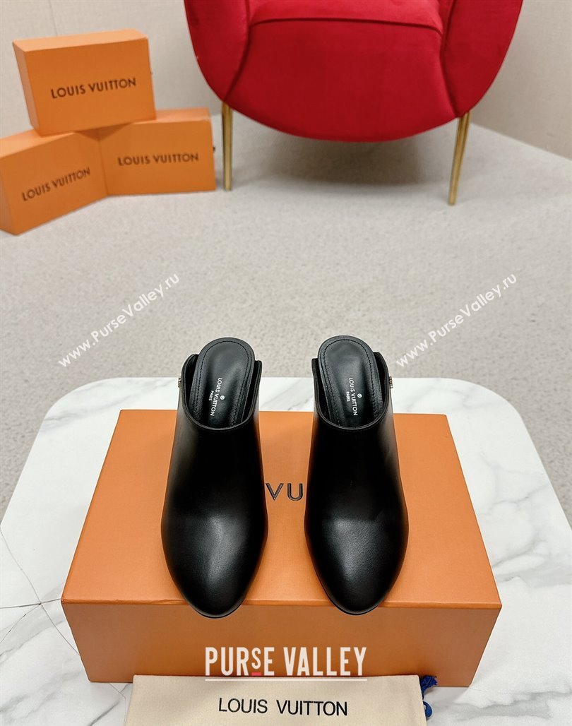 Louis Vuitton Silhouette Closed Heel Mules 8.5cm in Black Calf Leather 2024 (MD-240703074)