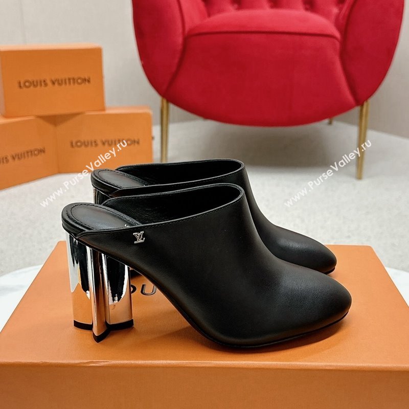 Louis Vuitton Silhouette Closed Heel Mules 8.5cm in Black Calf Leather 2024 (MD-240703074)