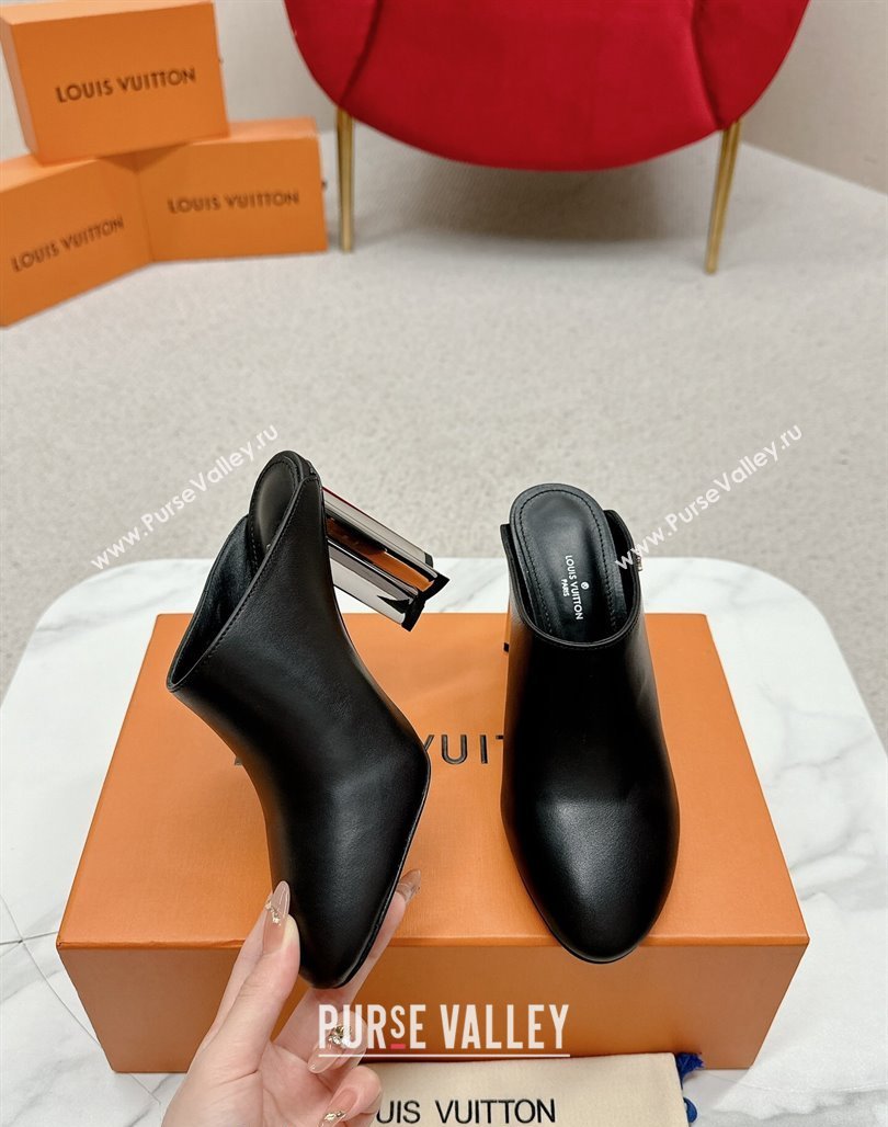 Louis Vuitton Silhouette Closed Heel Mules 8.5cm in Black Calf Leather 2024 (MD-240703074)