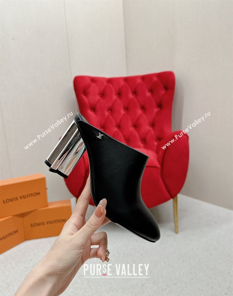 Louis Vuitton Silhouette Closed Heel Mules 8.5cm in Black Calf Leather 2024 (MD-240703074)