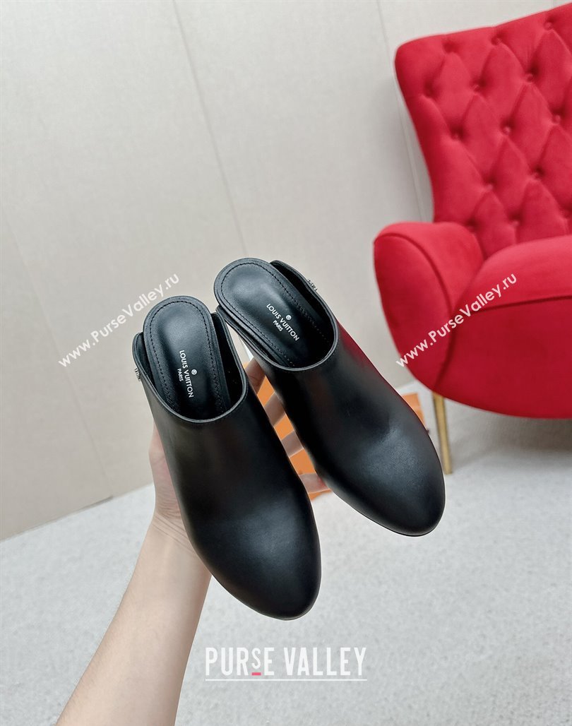 Louis Vuitton Silhouette Closed Heel Mules 8.5cm in Black Calf Leather 2024 (MD-240703074)