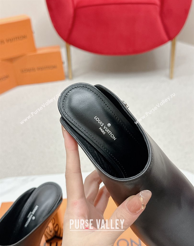 Louis Vuitton Silhouette Closed Heel Mules 8.5cm in Black Calf Leather 2024 (MD-240703074)