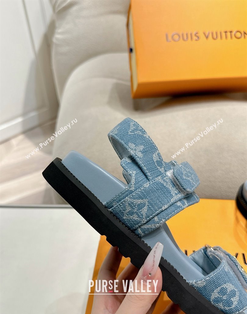 Louis Vuitton Bom V Sunset Flat Comfort Sandals in Monogram Denim Blue 2024 0703 (MD-240703094)