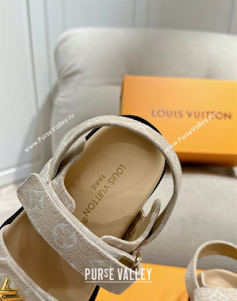 Louis Vuitton Bom V Sunset Flat Comfort Sandals in Monogram Denim Beige 2024 0703 (MD-240703095)