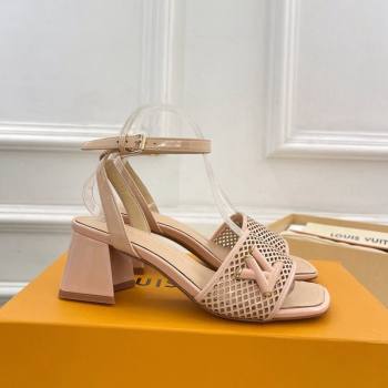 Louis Vuitton Shake Heel Sandals 5.5cm in Perforated Patent Leather Beige 2024 (MD-240703099)