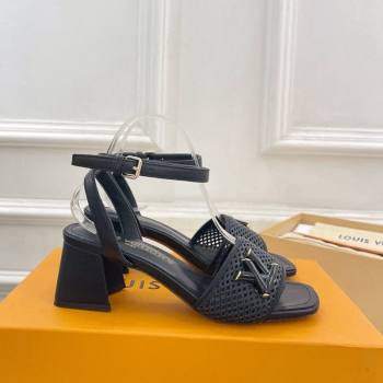 Louis Vuitton Shake Heel Sandals 5.5cm in Perforated Calf Leather Black 2024 0703 (MD-240703101)