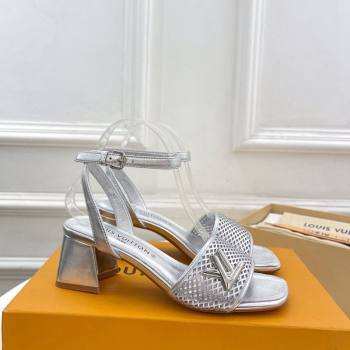Louis Vuitton Shake Heel Sandals 5.5cm in Perforated Calf Leather Silver 2024 (MD-240703102)