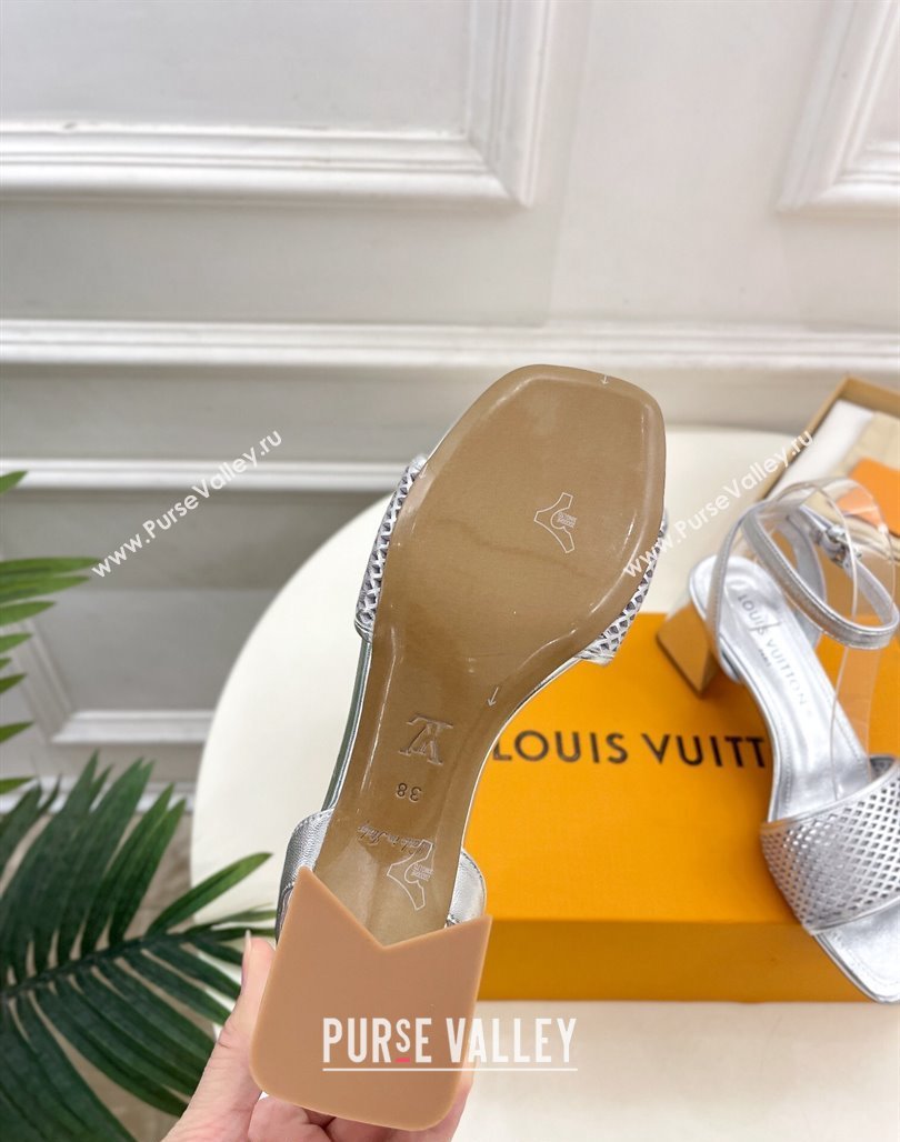 Louis Vuitton Shake Heel Sandals 5.5cm in Perforated Calf Leather Silver 2024 (MD-240703102)