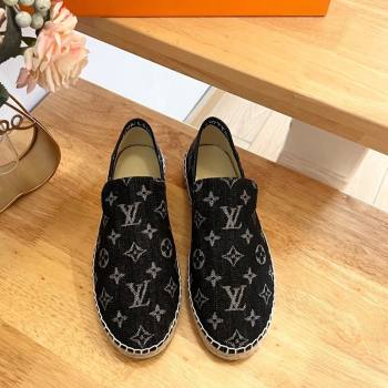 Louis Vuitton Espadrilles Flat i Monogram Denim Black 2024 0703 (HB-240703105)