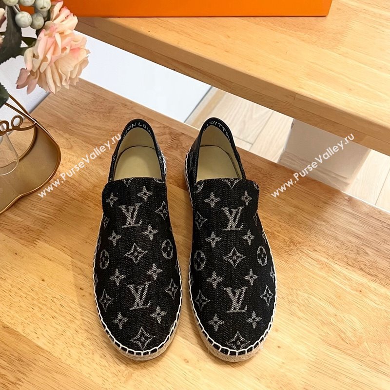 Louis Vuitton Espadrilles Flat i Monogram Denim Black 2024 0703 (HB-240703105)