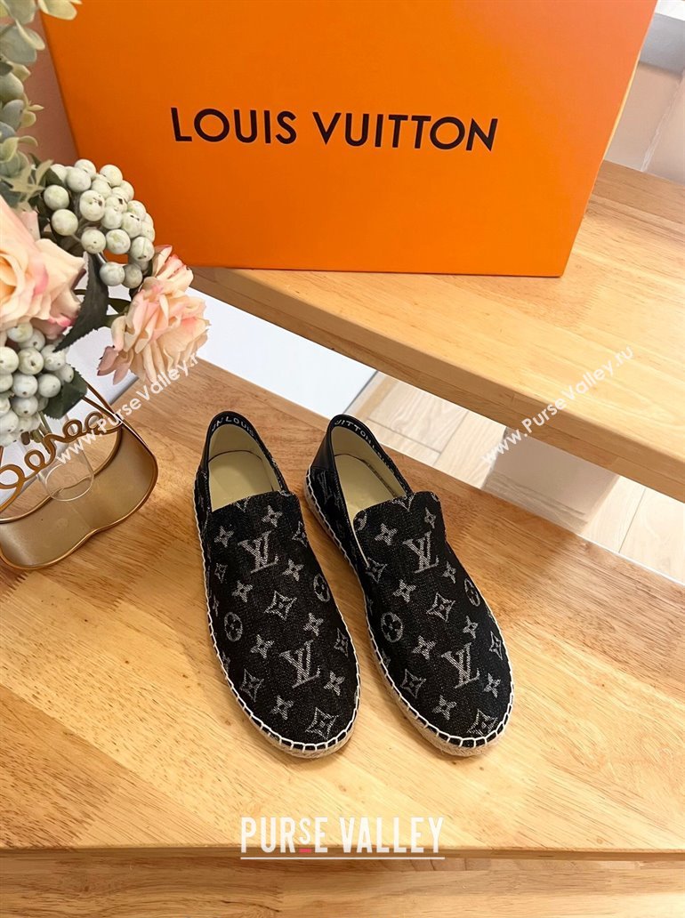 Louis Vuitton Espadrilles Flat i Monogram Denim Black 2024 0703 (HB-240703105)