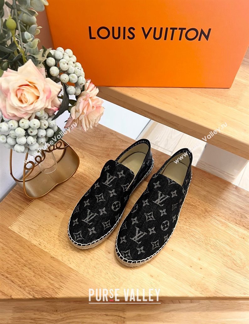 Louis Vuitton Espadrilles Flat i Monogram Denim Black 2024 0703 (HB-240703105)