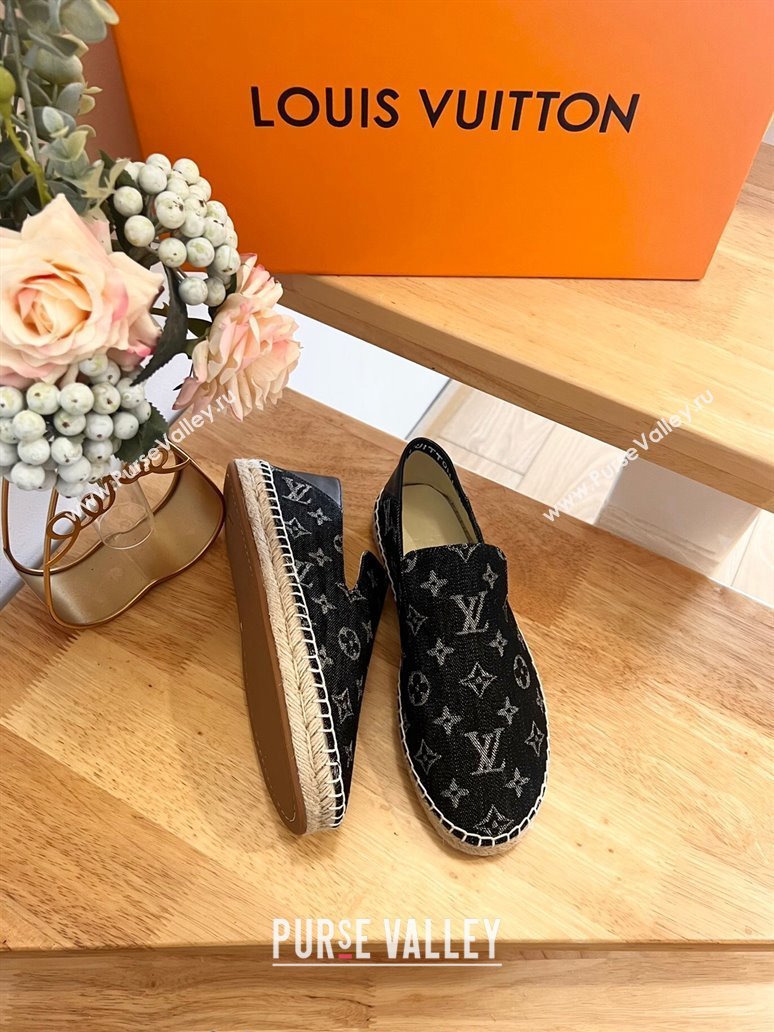 Louis Vuitton Espadrilles Flat i Monogram Denim Black 2024 0703 (HB-240703105)