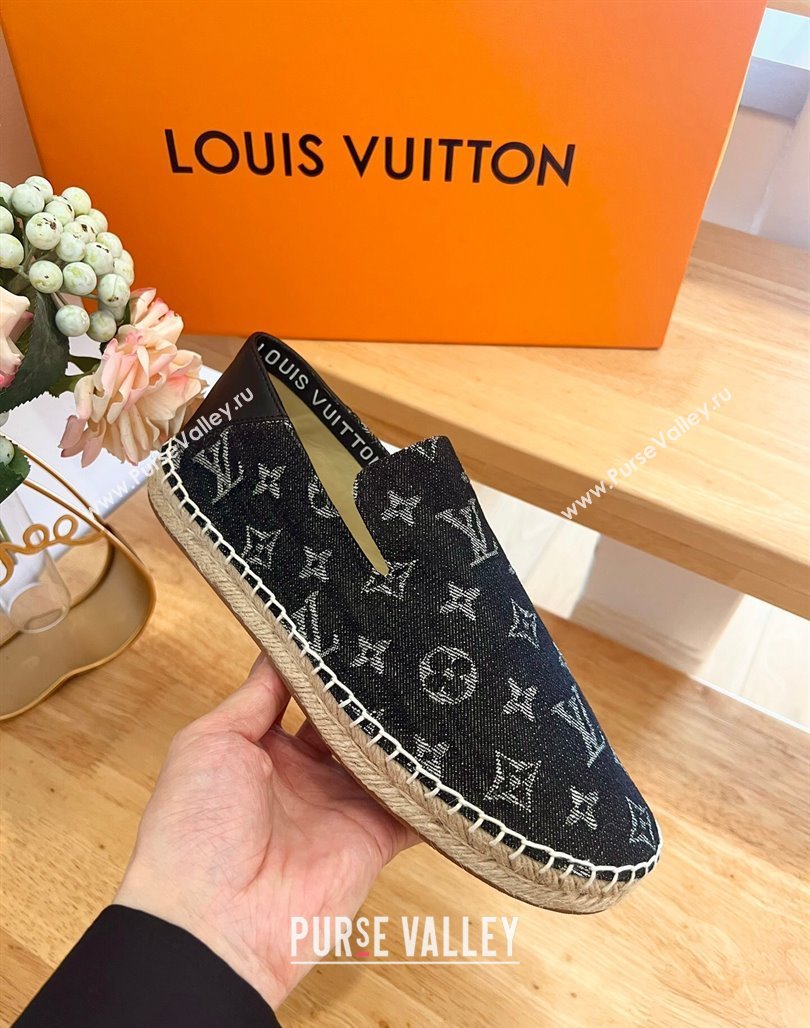 Louis Vuitton Espadrilles Flat i Monogram Denim Black 2024 0703 (HB-240703105)