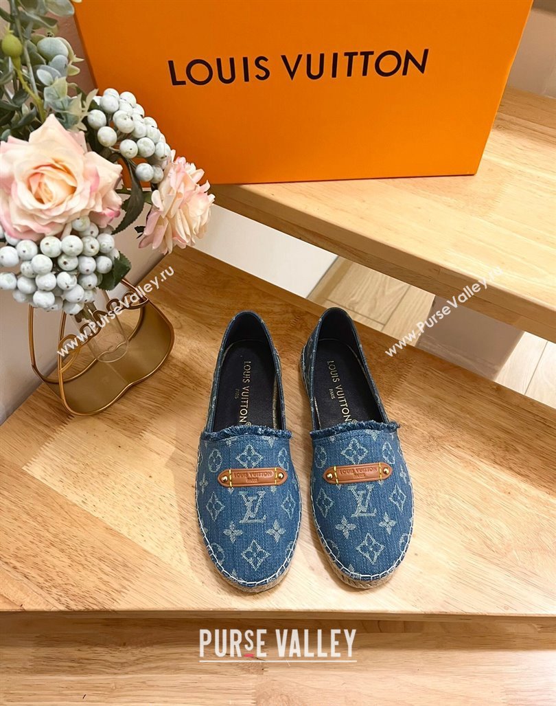 Louis Vuitton Helios Espadrilles Flat in Monogram Denim with Fringe Blue 2024 (MD-240703107)