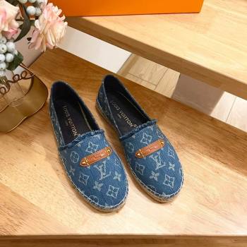 Louis Vuitton Helios Espadrilles Flat in Monogram Denim with Fringe Blue 2024 (MD-240703107)