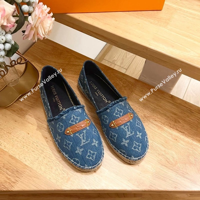 Louis Vuitton Helios Espadrilles Flat in Monogram Denim with Fringe Blue 2024 (MD-240703107)