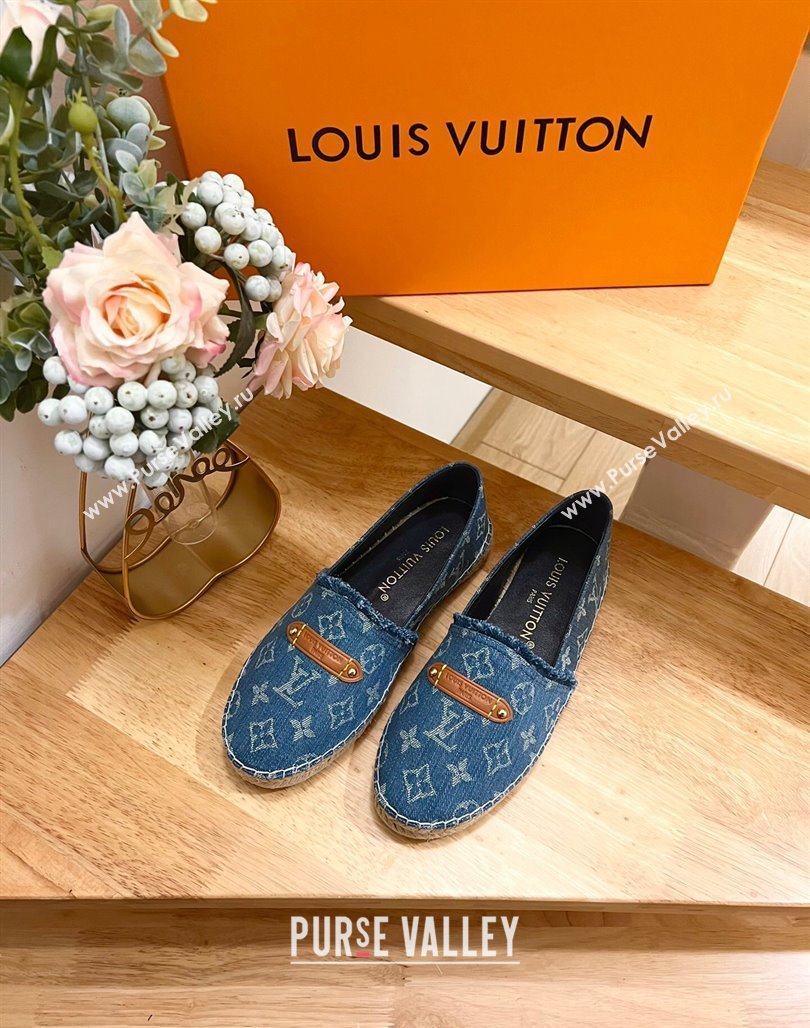 Louis Vuitton Helios Espadrilles Flat in Monogram Denim with Fringe Blue 2024 (MD-240703107)