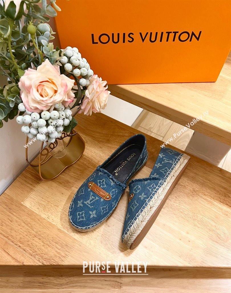 Louis Vuitton Helios Espadrilles Flat in Monogram Denim with Fringe Blue 2024 (MD-240703107)