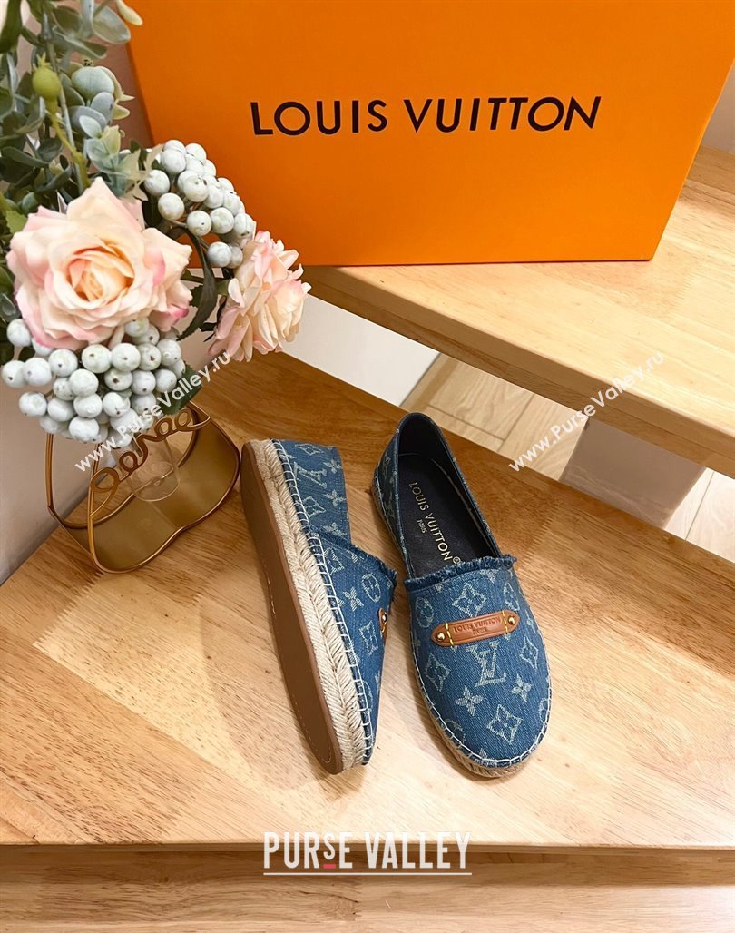 Louis Vuitton Helios Espadrilles Flat in Monogram Denim with Fringe Blue 2024 (MD-240703107)