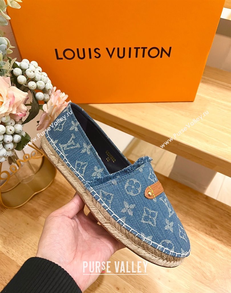 Louis Vuitton Helios Espadrilles Flat in Monogram Denim with Fringe Blue 2024 (MD-240703107)