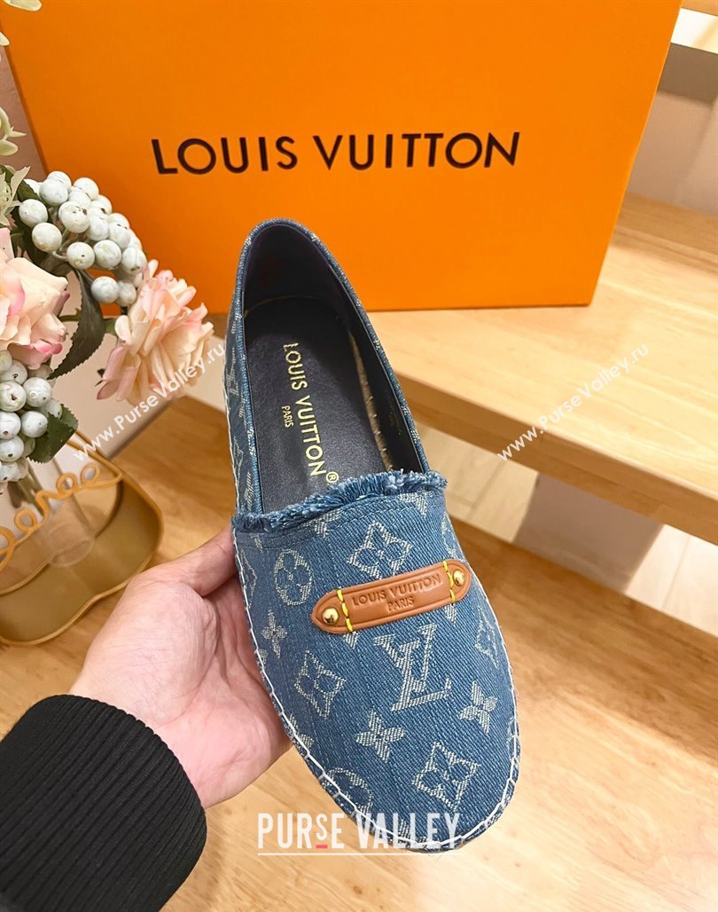 Louis Vuitton Helios Espadrilles Flat in Monogram Denim with Fringe Blue 2024 (MD-240703107)