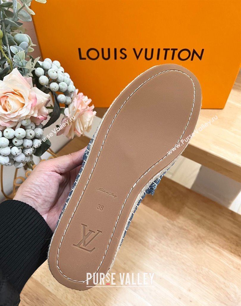 Louis Vuitton Helios Espadrilles Flat in Monogram Denim with Fringe Blue 2024 (MD-240703107)