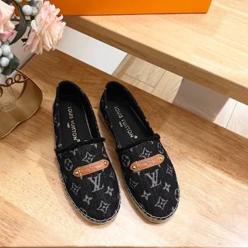 Louis Vuitton Helios Espadrilles Flat in Monogram Denim with Fringe Black 2024 (MD-240703108)