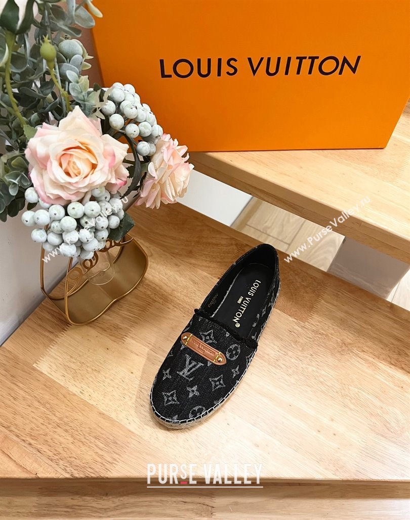 Louis Vuitton Helios Espadrilles Flat in Monogram Denim with Fringe Black 2024 (MD-240703108)