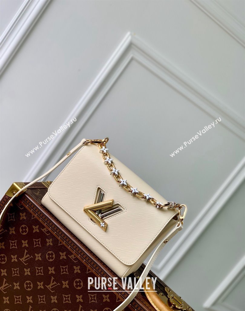 Louis Vuitton Twist MM Bag in Epi Leather with Monogram Flower M24043 Quartz White 2024 (KI-240716068)