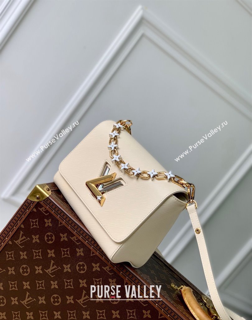 Louis Vuitton Twist MM Bag in Epi Leather with Monogram Flower M24043 Quartz White 2024 (KI-240716068)