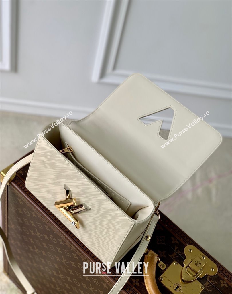 Louis Vuitton Twist MM Bag in Epi Leather with Monogram Flower M24043 Quartz White 2024 (KI-240716068)