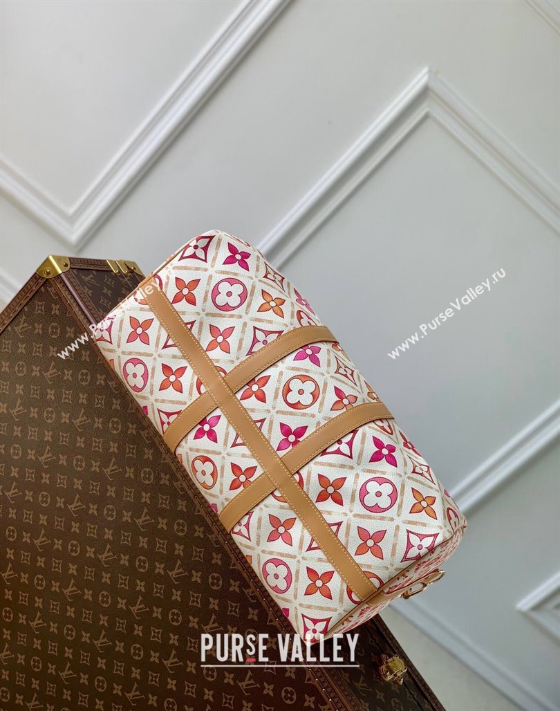 Louis Vuitton Keepall Bandouliere 45 Bag in Monogram Tiles Canvas Coral Pink M11251 2024 (KI-240716098)