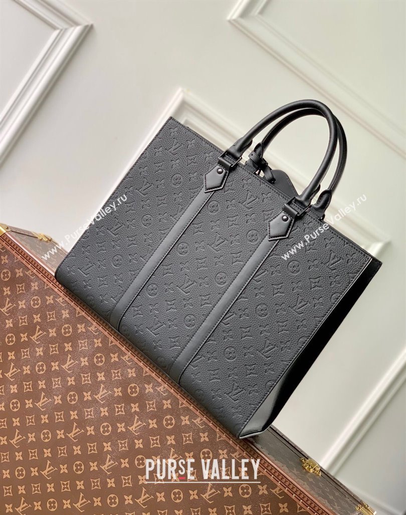 Louis Vuitton Sac Plat 24H Handbag in Black Taurillon Leather M24786 2024 (KI-240716071)