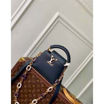 Louis Vuitton Capucines Mini Bag in Taurillon Leather M24683 Navy Blue 2024 (KI-240716072)