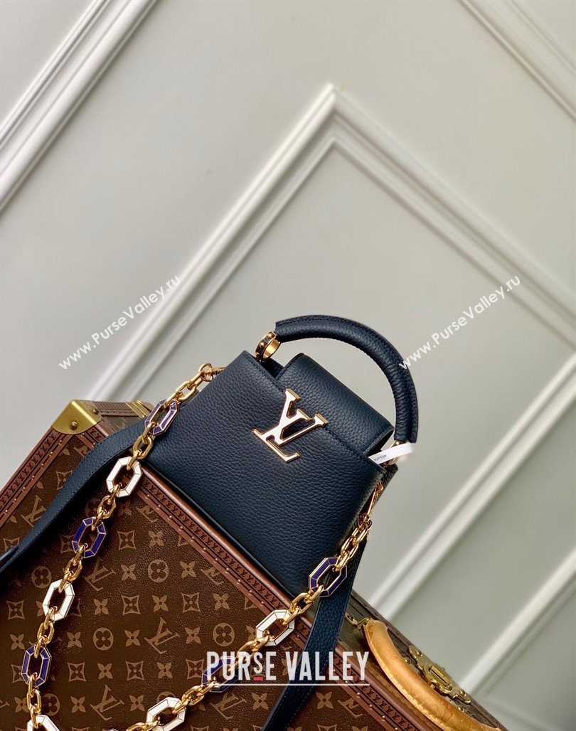 Louis Vuitton Capucines Mini Bag in Taurillon Leather M24683 Navy Blue 2024 (KI-240716072)