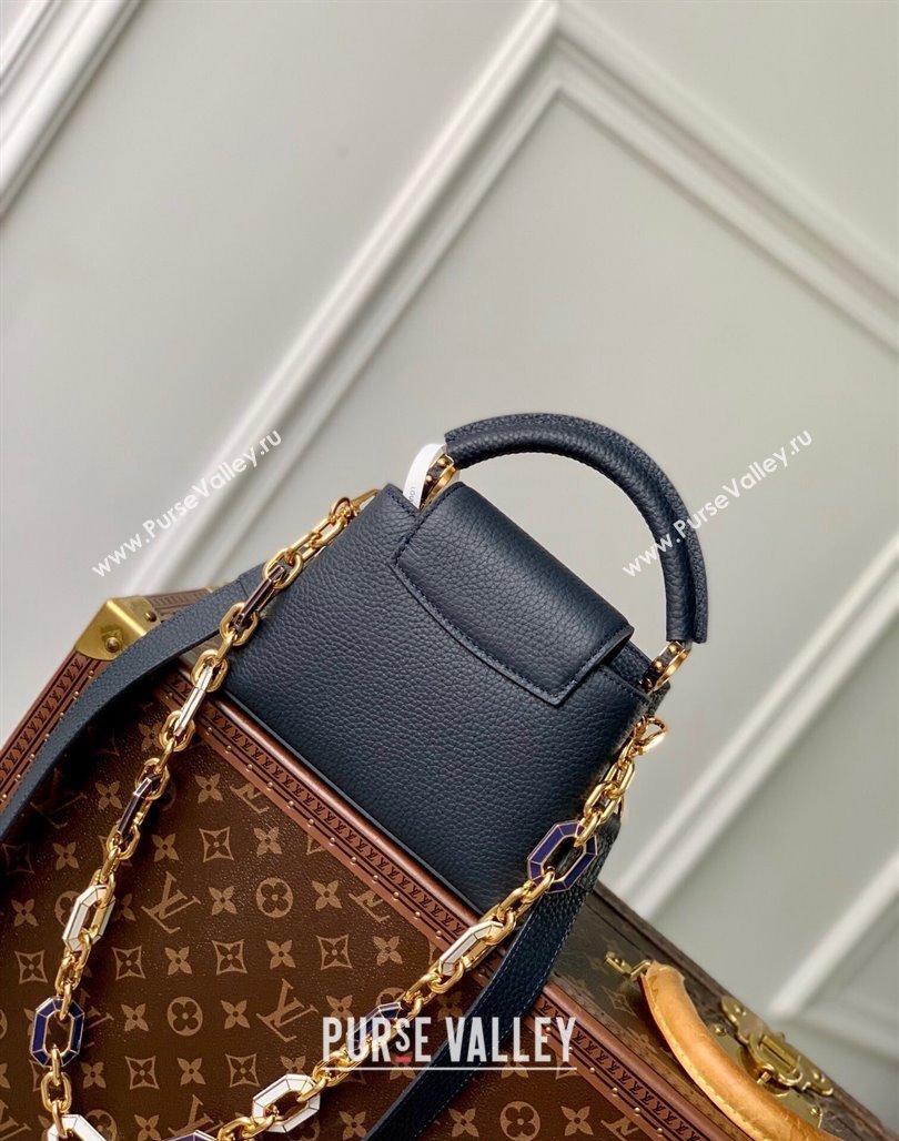 Louis Vuitton Capucines Mini Bag in Taurillon Leather M24683 Navy Blue 2024 (KI-240716072)