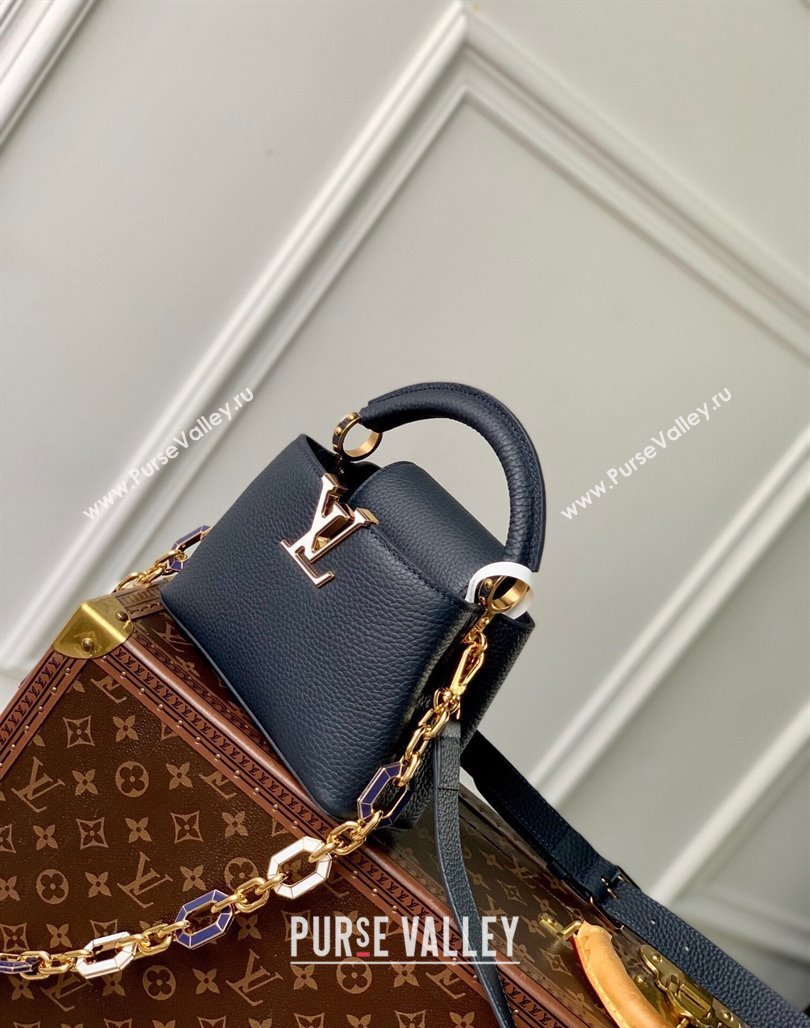 Louis Vuitton Capucines Mini Bag in Taurillon Leather M24683 Navy Blue 2024 (KI-240716072)