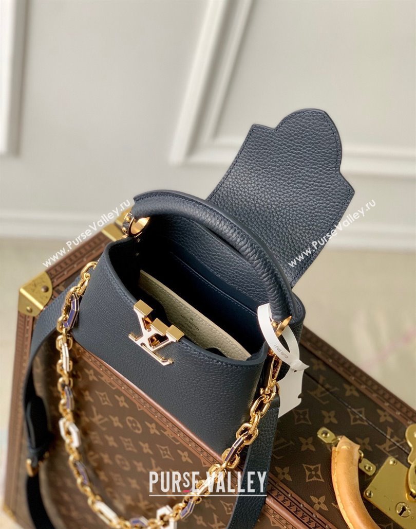 Louis Vuitton Capucines Mini Bag in Taurillon Leather M24683 Navy Blue 2024 (KI-240716072)