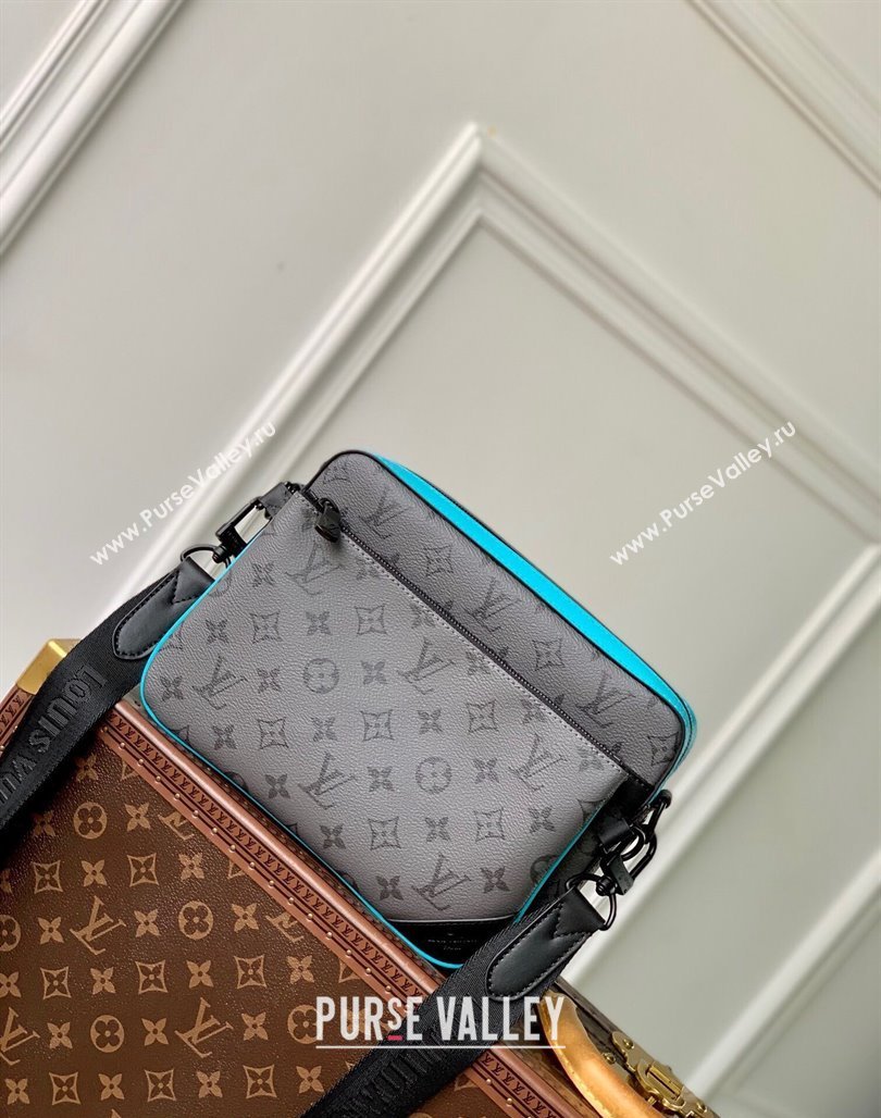 Louis Vuitton Trio Messenger bag in Monogram Eclipse Reverse Canvas M11648 Turquoise Blue/Grey 2024 (KI-240716078)