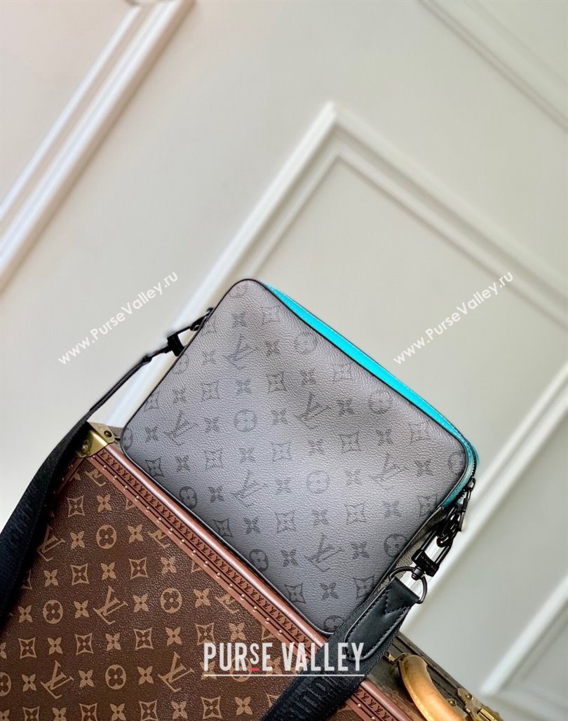 Louis Vuitton Trio Messenger bag in Monogram Eclipse Reverse Canvas M11648 Turquoise Blue/Grey 2024 (KI-240716078)