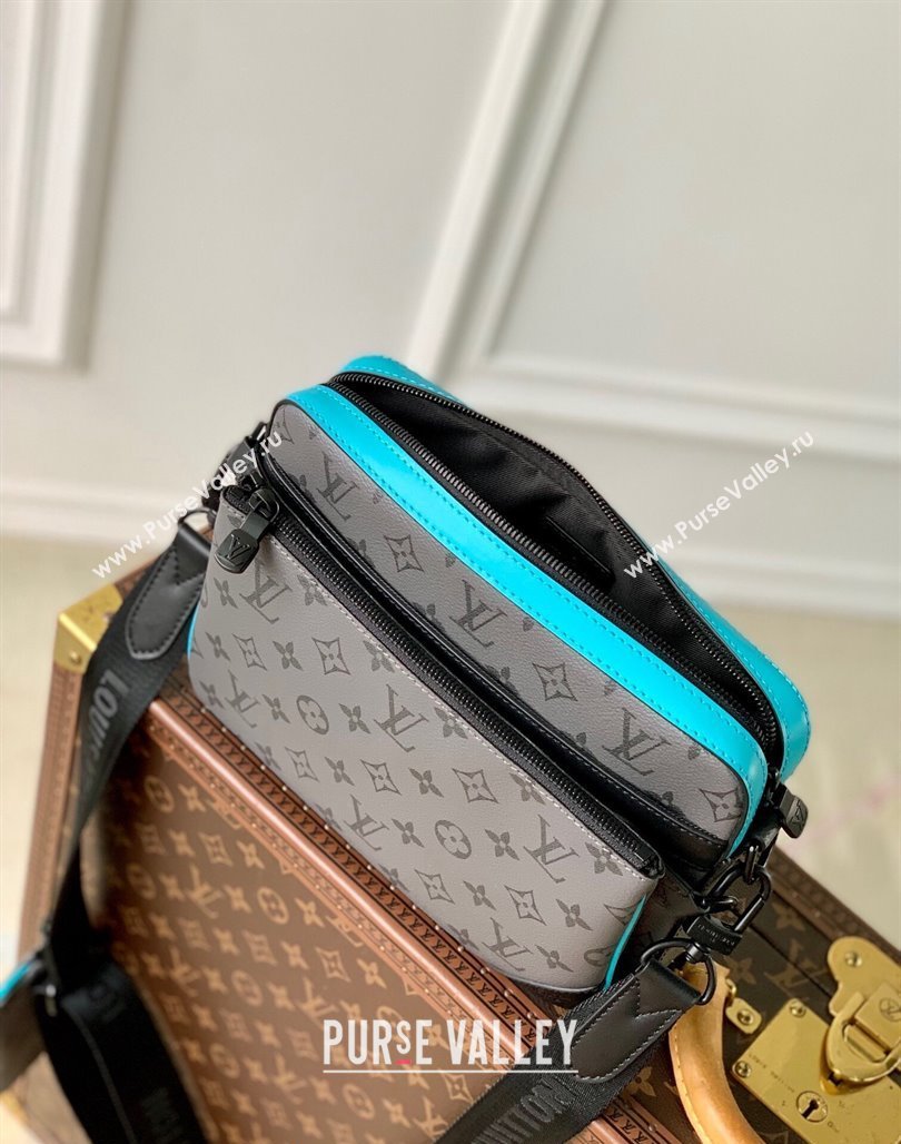 Louis Vuitton Trio Messenger bag in Monogram Eclipse Reverse Canvas M11648 Turquoise Blue/Grey 2024 (KI-240716078)