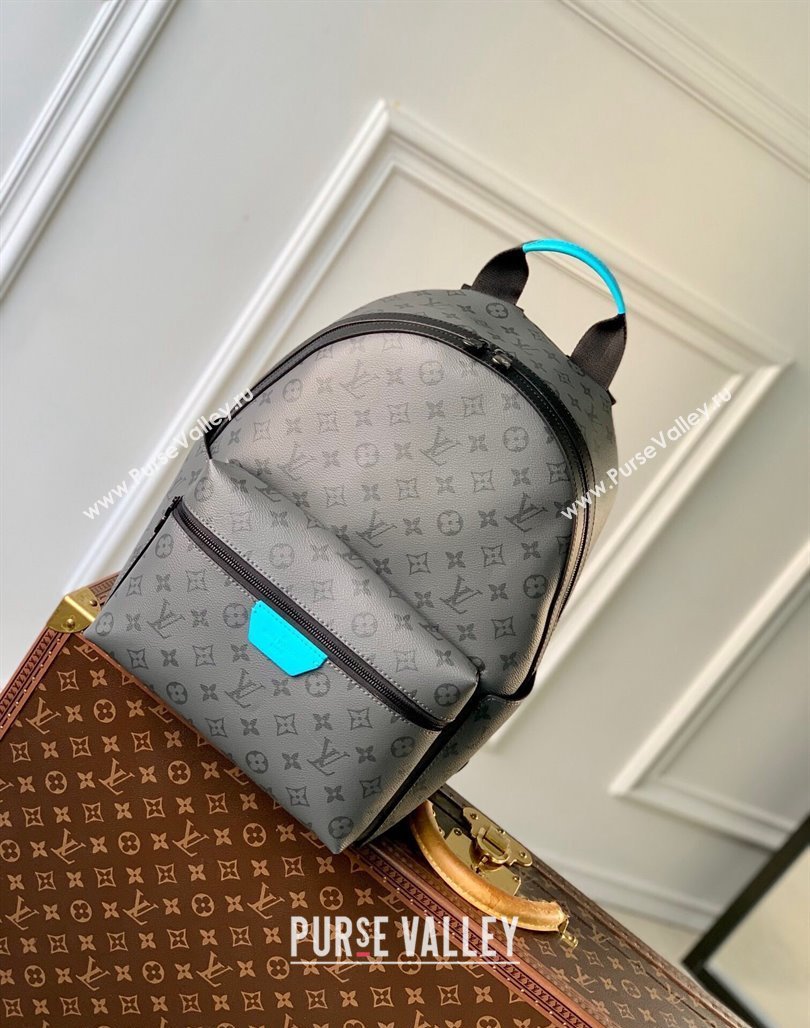 Louis Vuitton Discovery Backpack PM bag in Monogram Eclipse Reverse Canvas M11641 Turquoise Blue/Grey 2024 (KI-240716079)